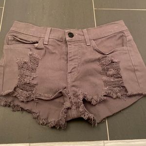 O2 Denim brown/gray frayed jean shorts size S